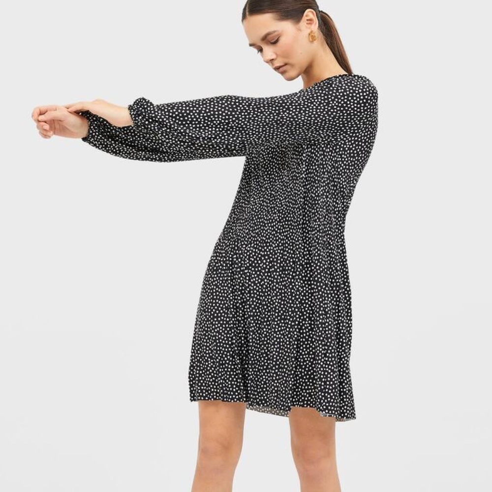 Stradivarius Polka Dot Pleated Mini Dress